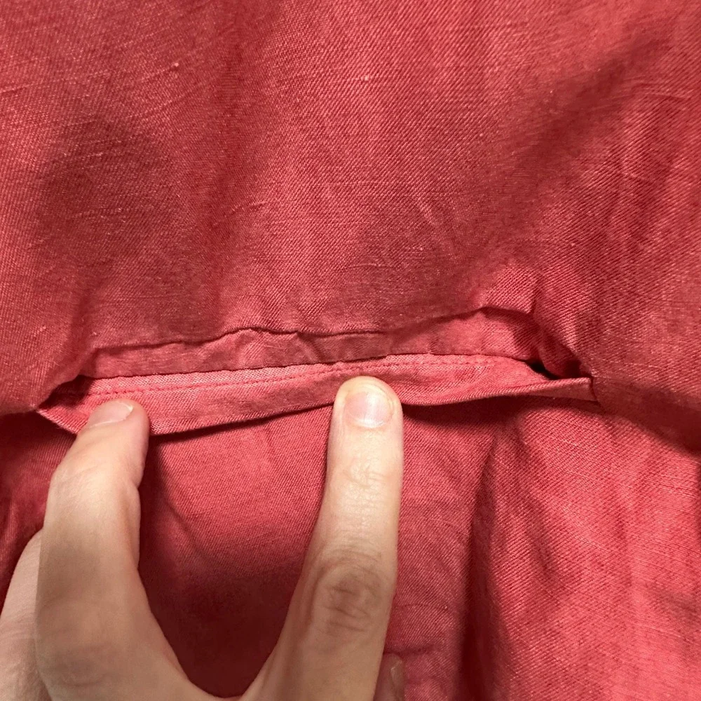 J. Jill Jacket Womens XL Coral Red Silk Linen Blend Button Front Drawstring Back - Picture 6 of 11